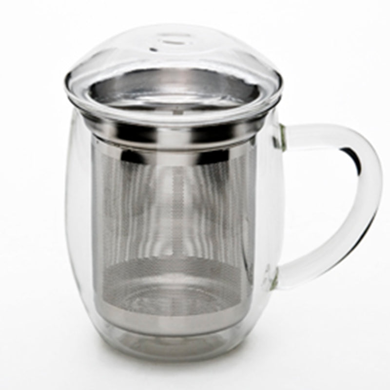 Glass Mug with Strainer & Lid